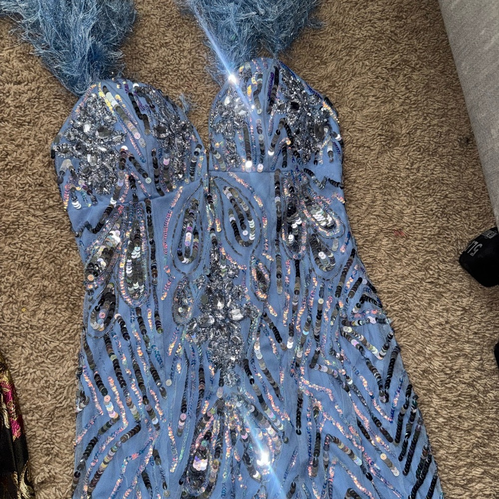 ASOS Light Blue Sequin Mini Dress
